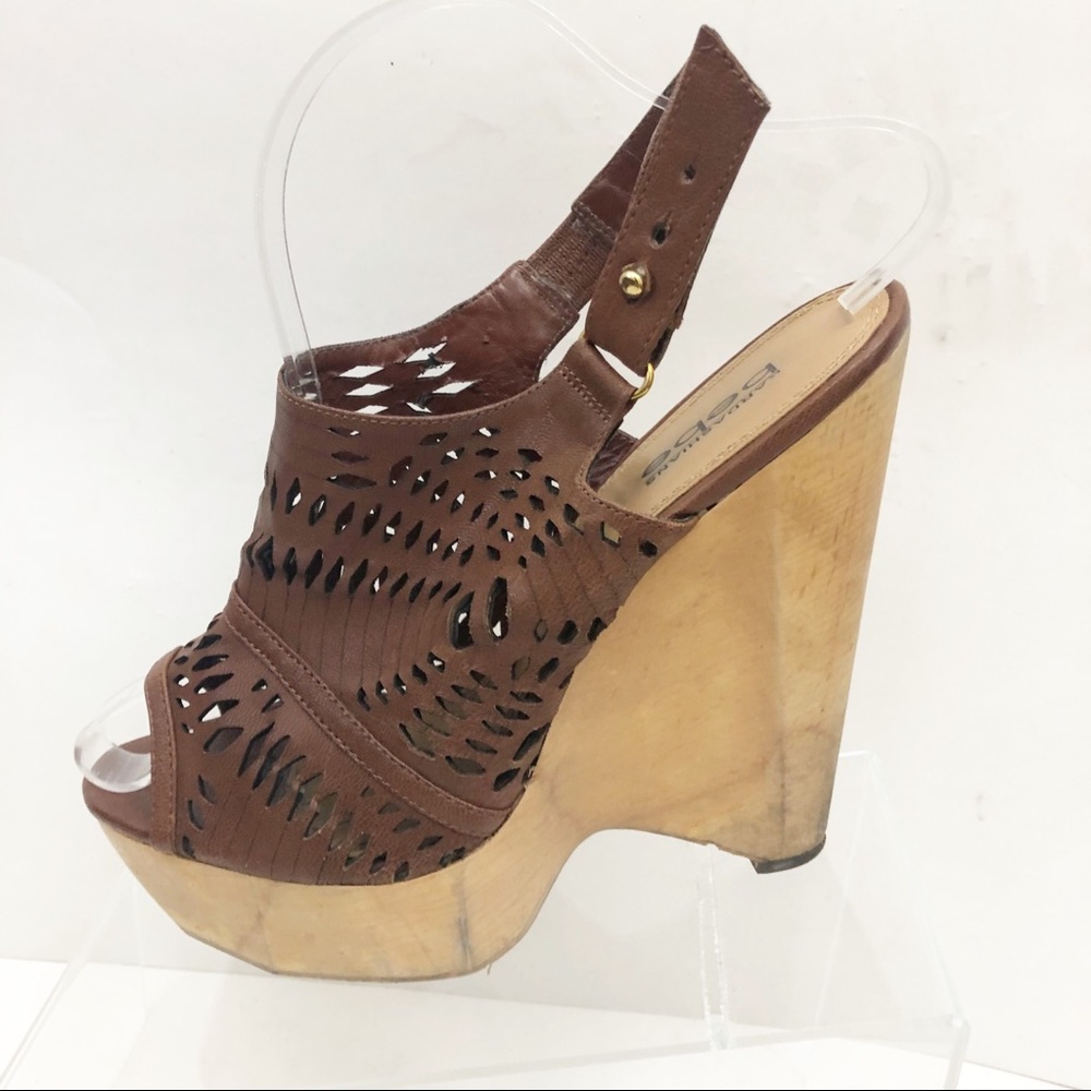 Bebe Kardashians Wood Wedge Sandals Size 9 - Picture 5 of 8